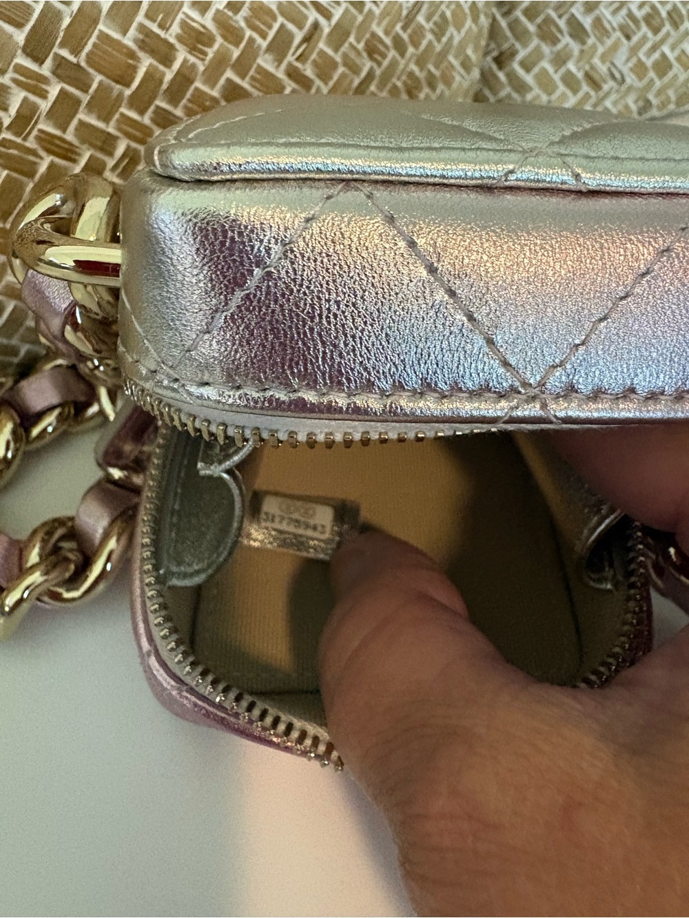 CHANEL Metallic Pink Quilted Mini Camera Bag with Gold Chain - Picture 9 of 9